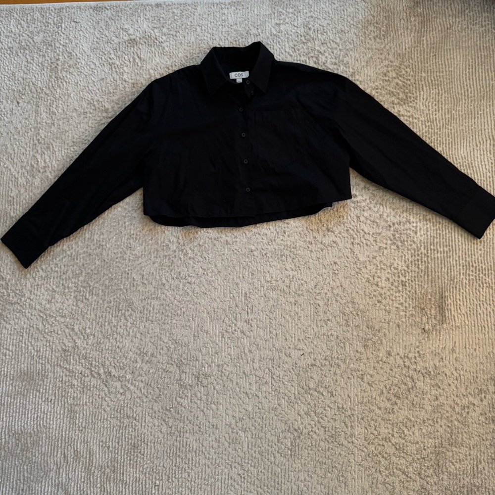 COS Black Cropped Button-Up Shirt